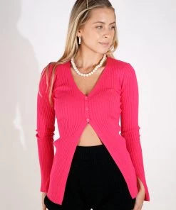 Au Darling Clothing Hot Pink Open Front Cardi