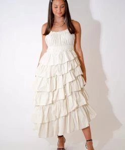 Au Darling Playa Cream Midi Dress Clothing