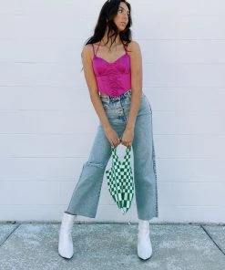 Au Darling Fuchsia Satin Bustier Top Clothing