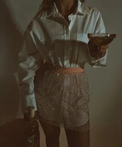 Au Darling Clothing Pink Rhinestone Net Skirt