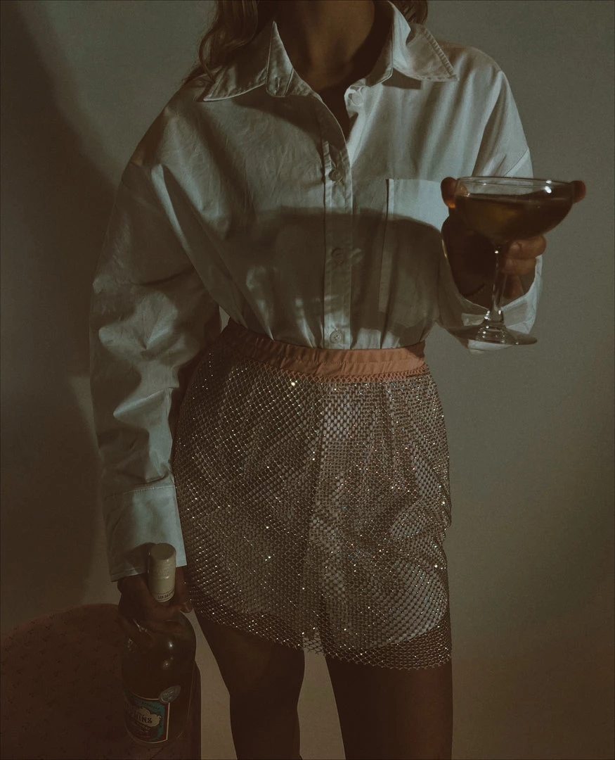 Au Darling Clothing Pink Rhinestone Net Skirt