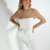 Au Darling White Mesh Sleeve Bodysuit Clothing