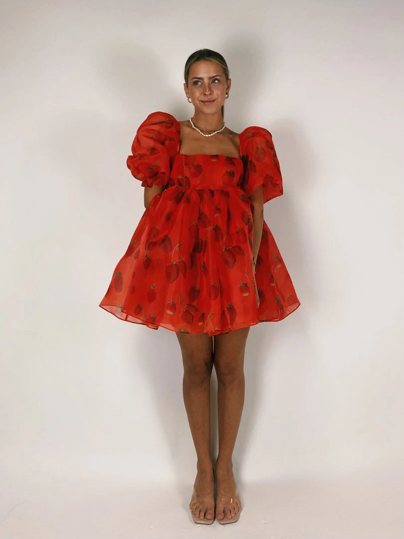 Selkie Clothing Like Strawberries Puff Dress