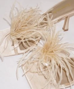 Au Darling Nude Satin Feather Heels Accessories