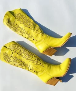 Au Darling New Arrivals Chartreuse Cowgirl Boots