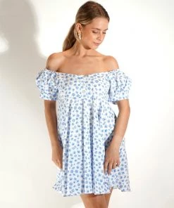 Au Darling Clothing Blue Flowers Babydoll Dress