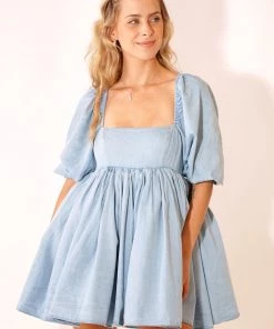 Selkie Clothing The Denim Puff Dress