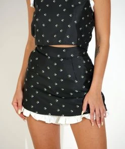 Sister Jane Olive Rose Jacquard Mini Skort