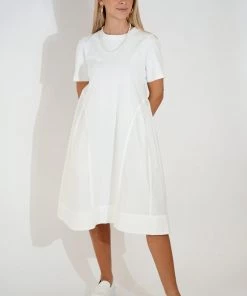 Au Darling White Poplin Tee Dress Clothing