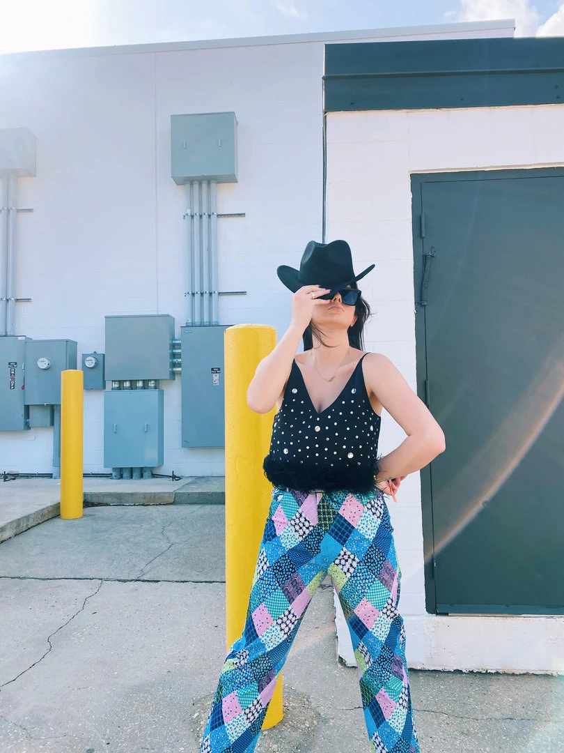 Au Darling Clothing Fancy Feather Rhinestone Top