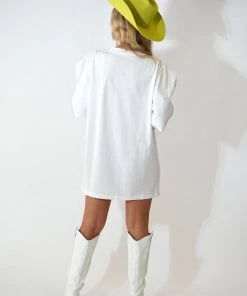 Au Darling Clothing Confetti Jeweled White T-Shirt Dress