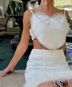 Au Darling Clothing Rhinestone Heart Crop Top