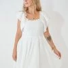 Au Darling Clothing White Smocked Mini Dress