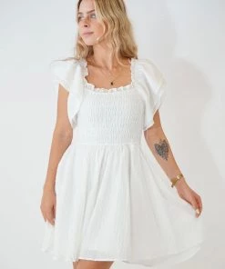 Au Darling Clothing White Smocked Mini Dress