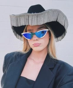 Au Darling White And Blue Reflective Sunglasses