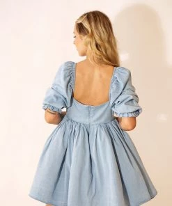 Selkie Clothing The Denim Puff Dress
