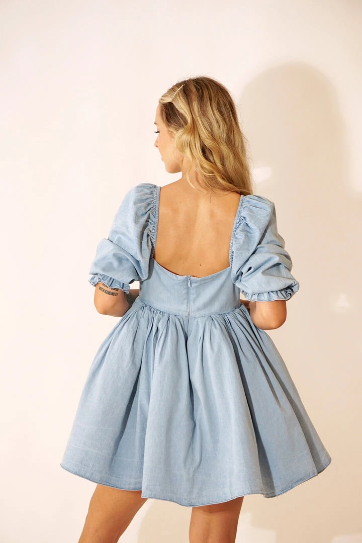 Selkie Clothing The Denim Puff Dress