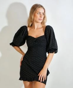 Au Darling Black Eyelet Dress Clothing