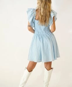 Au Darling Baby Blue Smocked Mini Dress