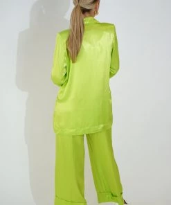 Au Darling Lime Green Satin Suit Pants