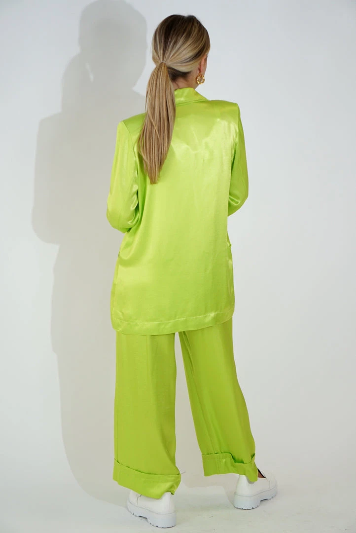 Au Darling Lime Green Satin Suit Pants