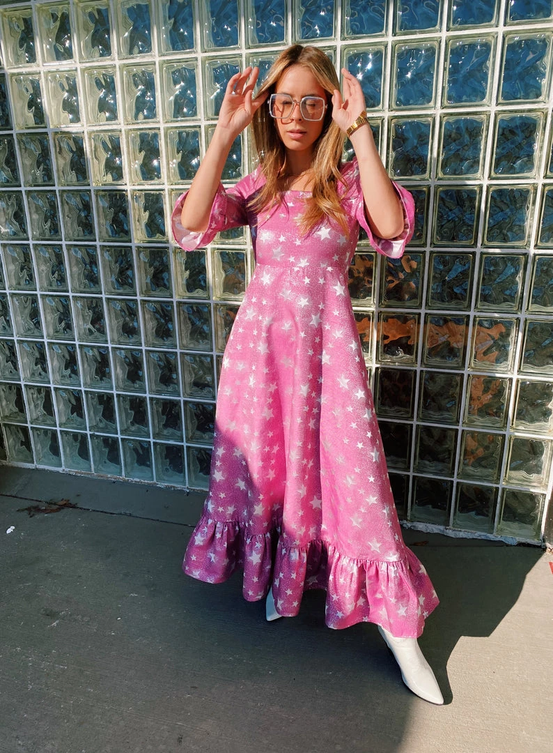 Au Darling Star Lift Jacquard Midi Dress Clothing