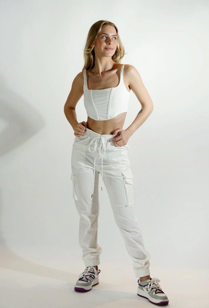 Au Darling White Athletic Corset Top Clothing