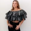 Au Darling Silver Ruffle Crop Top Clothing