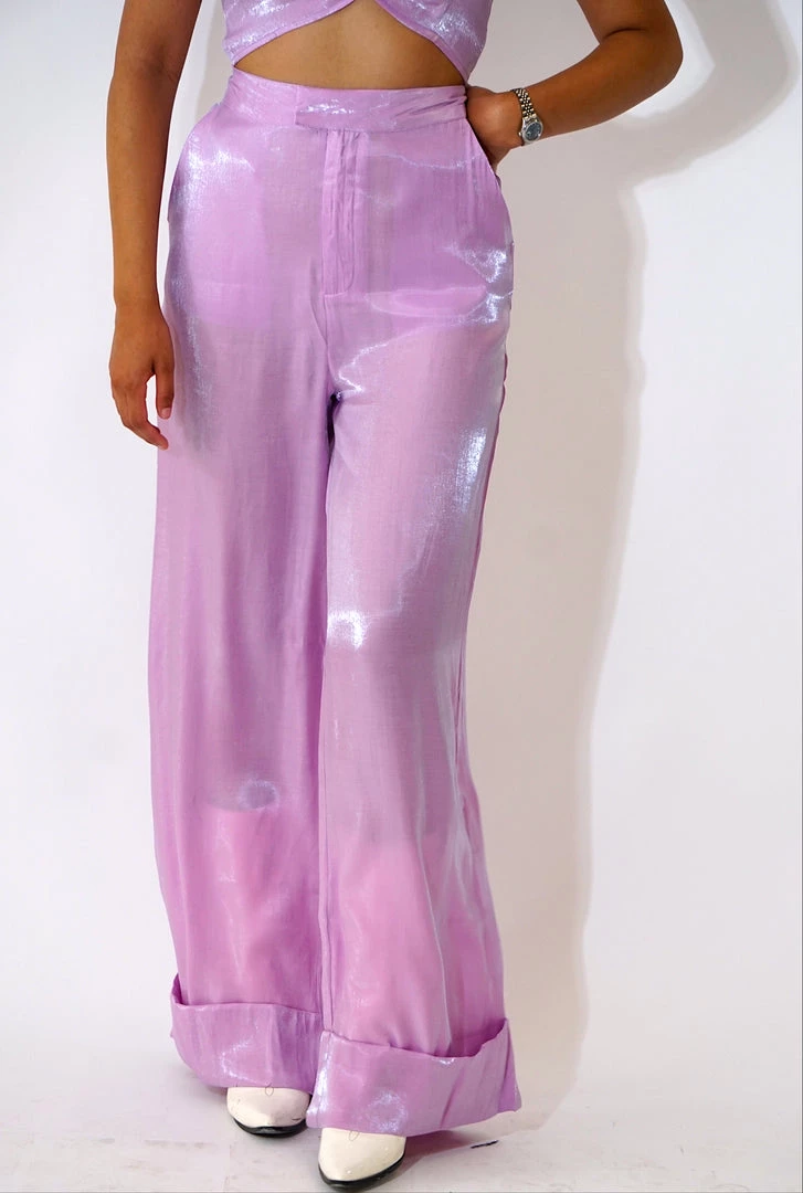 Au Darling Clothing Purple Metallic Trouser