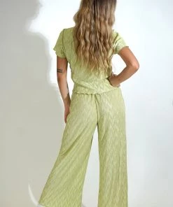 Au Darling Clothing Pastel Green Plisse Set Pant