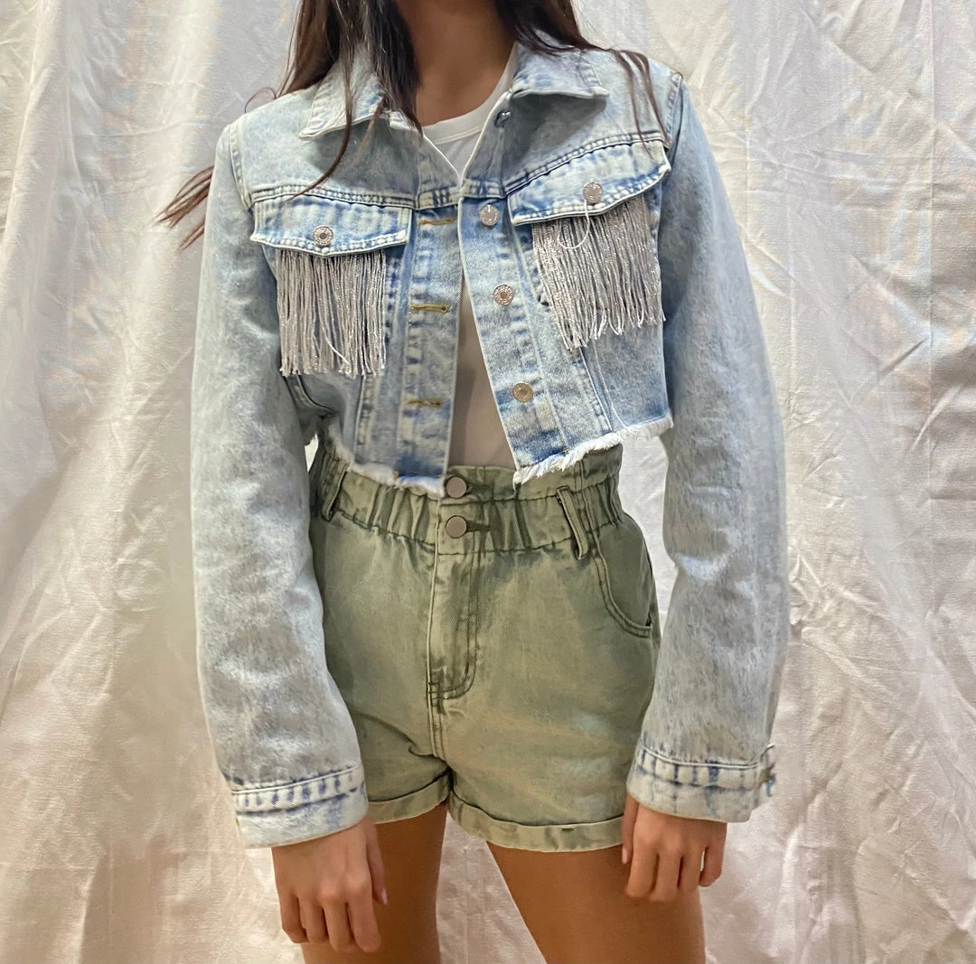 Au Darling Party Fringe Denim Jacket