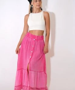 Au Darling Mia Pink Maxi Skirt Clothing