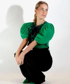 Au Darling Emerald Green Bow Top Clothing