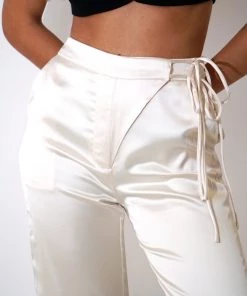 Au Darling Clothing Hazel Ivory Satin Pants