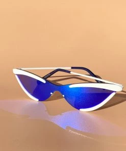Au Darling White And Blue Reflective Sunglasses