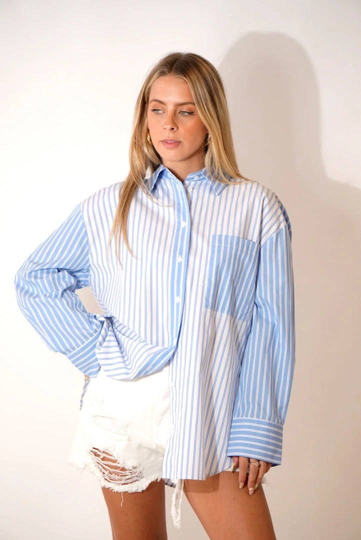 Au Darling Clothing Annie Blue Striped Button Down