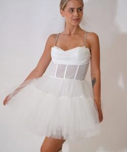Au Darling Clothing White Tulle Corset Dress
