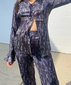 Au Darling Clothing Navy Marbled Trousers