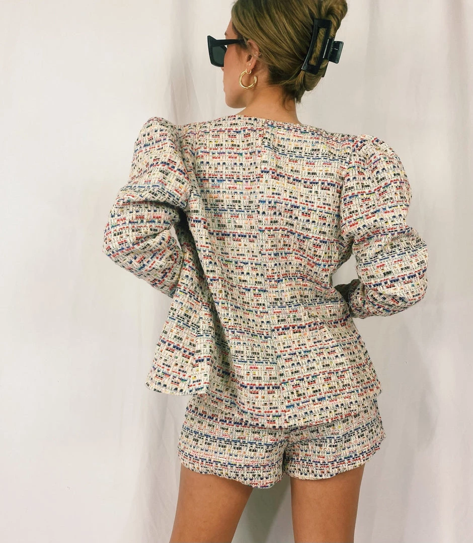 Au Darling Clothing Rainbow Tweed Suit Skort