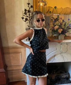 Sister Jane Olive Rose Jacquard Top