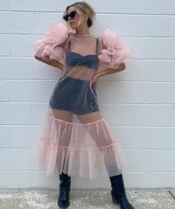 Au Darling Kelly Tulle Midi Dress Clothing