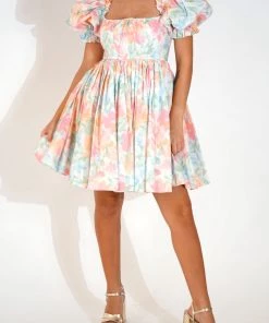 Selkie The Beach Day Dress In Grapefruit Floral Clothing