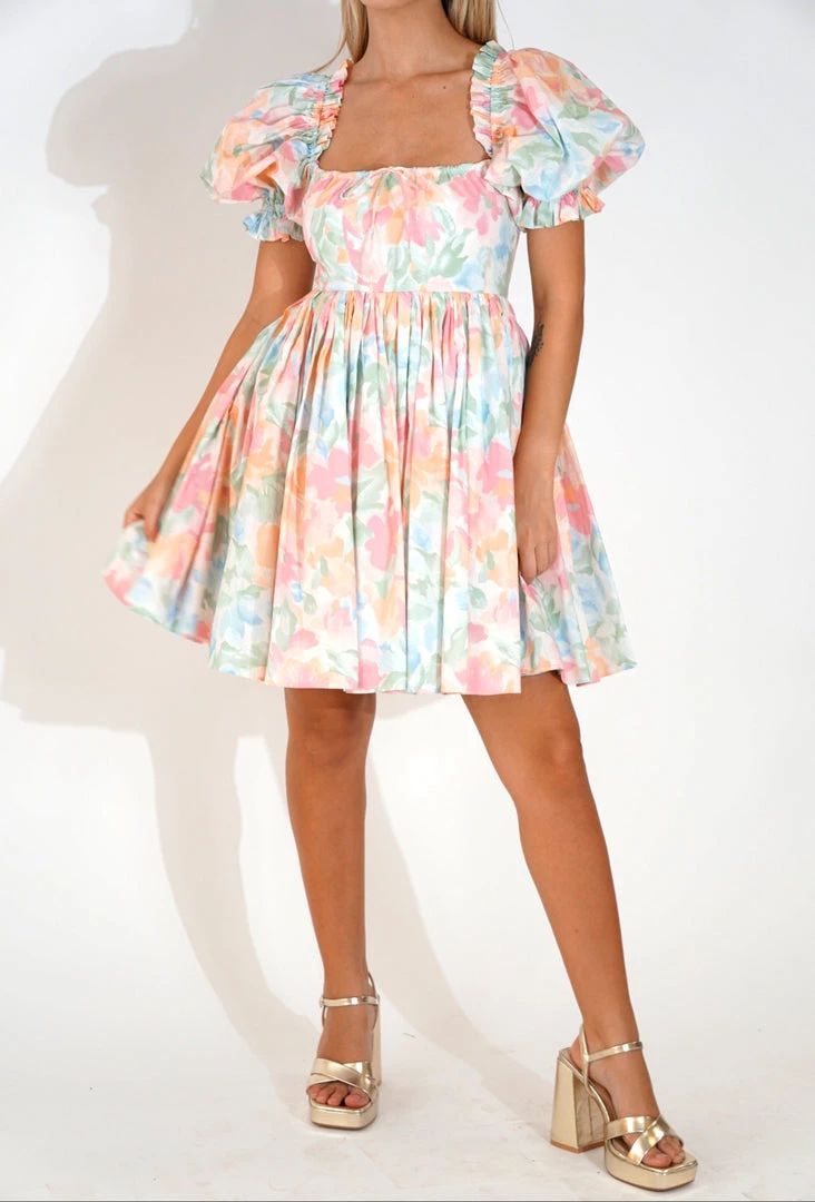 Selkie The Beach Day Dress In Grapefruit Floral Clothing