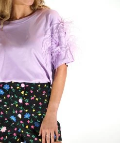 Au Darling Purple Feather T-Shirt Clothing