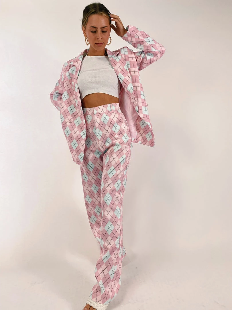 Au Darling Clothing Pretty In Pink Argyle Trousers
