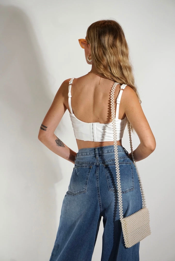 Au Darling White Athletic Corset Top Clothing