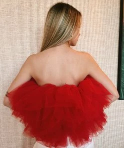 Au Darling Clothing Red Tulle Top