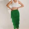 Au Darling Clothing Shake Up Green Fringed Skirt