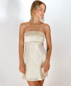 Au Darling Hailey Champagne Strapless Dress