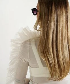 Au Darling White Ruffle Bodysuit Clothing